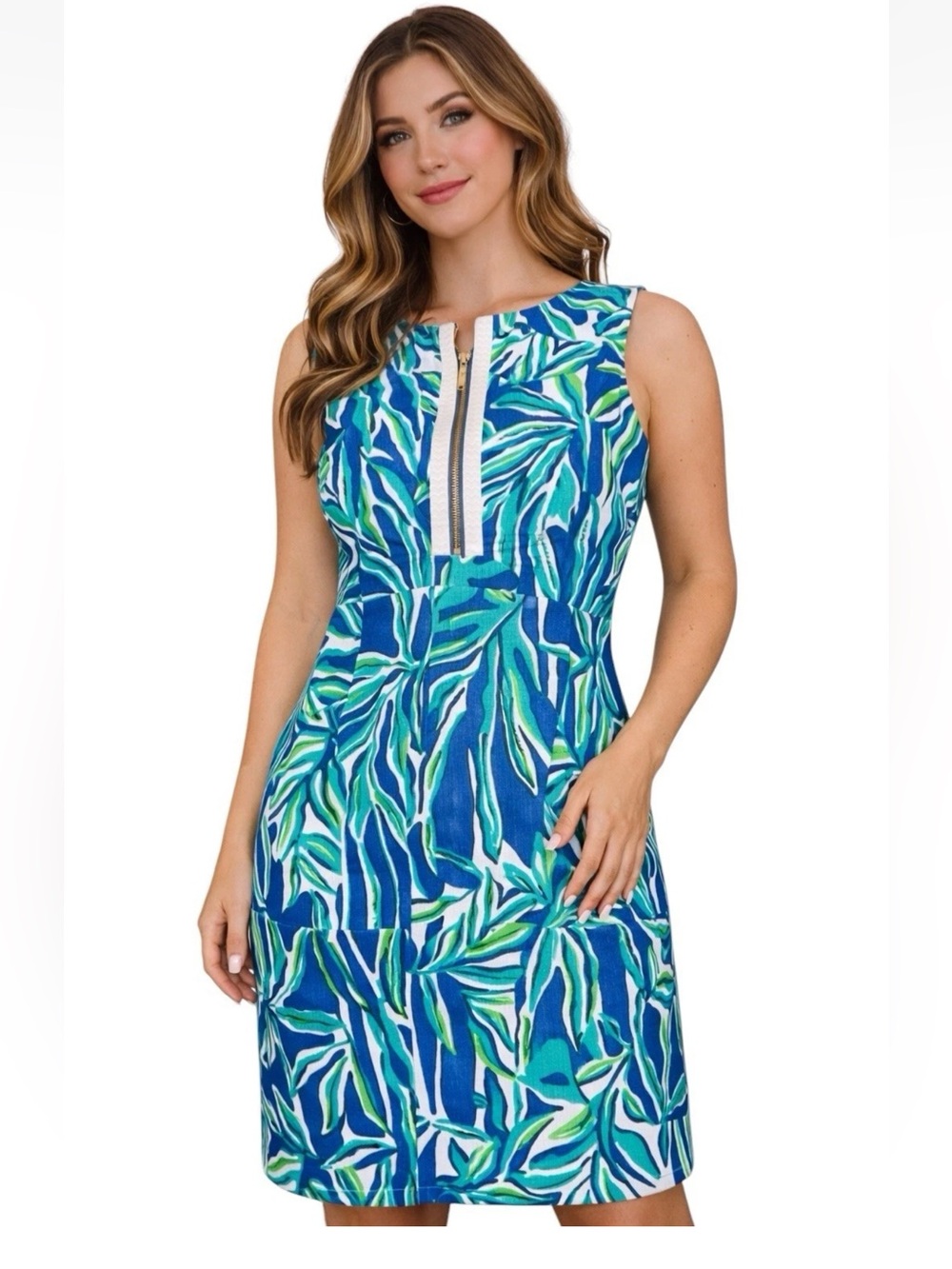 Lilly Pulitzer Penelope‎ Shift Dress Sz 00 Blue Crush Bamboom Zip Cut Out Summer